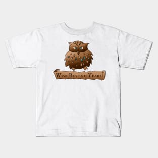 Fluffy Wisdom Owl with Scroll - Wise Beyond Years Kids T-Shirt